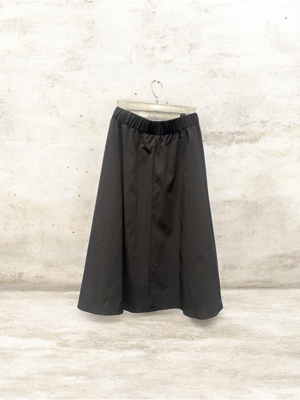 SHEIN Black A-Line Midi Skirt with Elastic Waistband